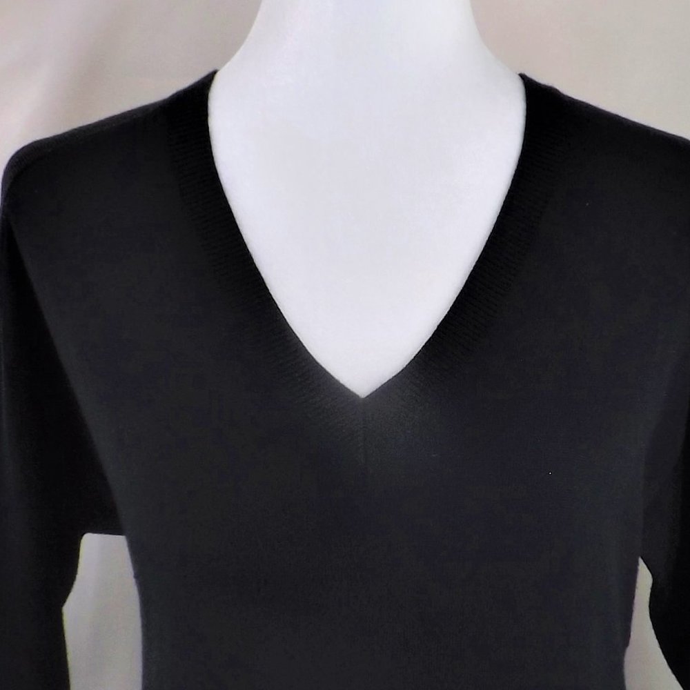 MICHAEL Michael Kors Brown Cotton w Angora Side Zippers V-Neck Sweater Top M - Picture 5 of 15